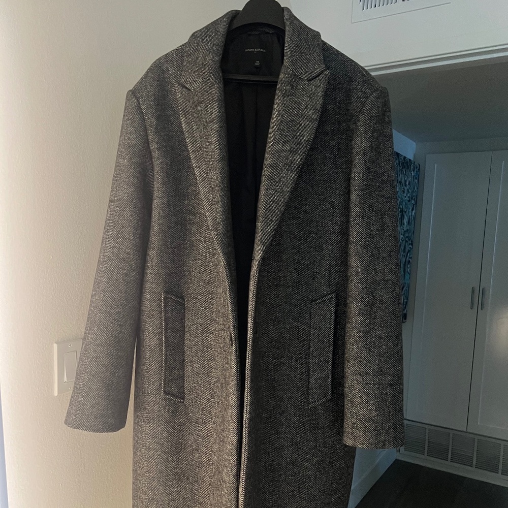 Banana Republic Gray Tweed Trench Coat